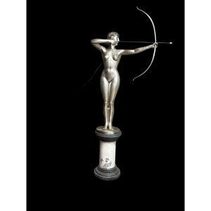 A Silver Bronze Sig Ferdinand Lepcke Boogspannerin 