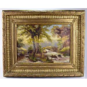 Landscape Oil On Canvas. The Morning By A.meijer. Late 19th Century