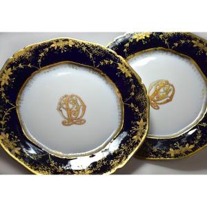 Pair Of Limoges Porcelain Plates. Late 19th Century