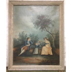 Animated Country Scene, Oil On Canvas, 18th Century