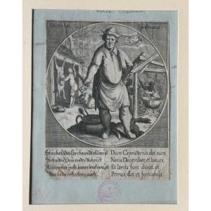 The Month Of December, Engraving, 16th Century.