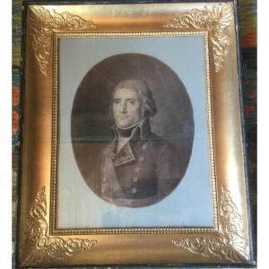 Charcoal Portrait Of An Officer Of The Empire, 19th Century