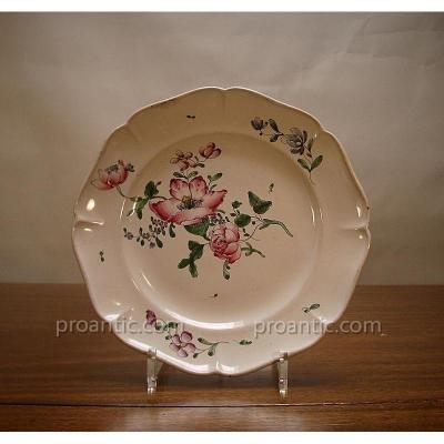 In Earthenware Plate From Strasbourg, Hanong, 18th Century.