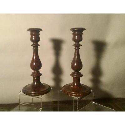 Marble Candlesticks, 19th Century.
