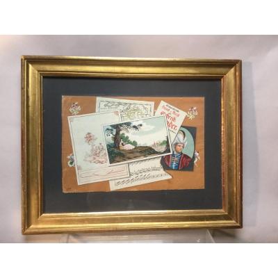 Trompe l'Oeil, Gouache, Late 18th Century.