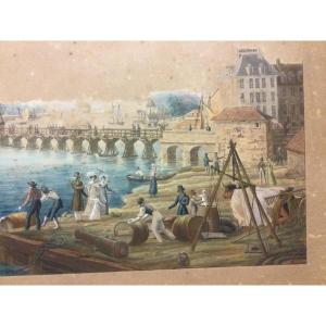 View Of Bayonne, Enhanced Engraving By Louis Garneray, 19th.