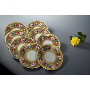 8 Polychrome And Gilt Porcelain Plates