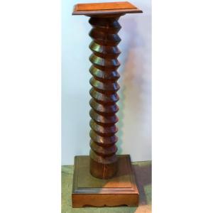 Column Vis De Pressoir Or Bateau Oak And Walnut For Lamp Statue Vase Potiche Height 1.17m