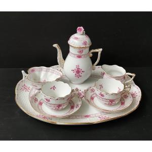 Tete A Tete Service A The Moka Porcelain Herend Hungary Model Waldstein Raspberry Garden Hand Painted