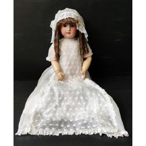 Doll Wedding Dress Sfbj Paris 13 Porcelain Head Height 70 Cm Antique