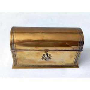 Bombe Box Bottle Box Gilded Bronze Sign Klein Paris Key Upholstery 19th Empire Style