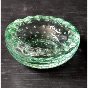 Daum Green Crystal Bubble Ashtray Pocket Tray Cross Of Lorraine Nancy 1930