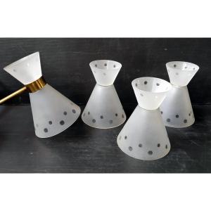 Diabolo 4 Tulip Glass Stilnovo Light Fixture For Chandelier Or Wall Lamp Design 1950