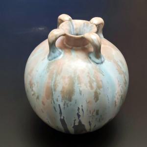 Flame Stoneware Gourd Ball Vase Signed In Hollow Kg Luneville Art Nouveau 1890