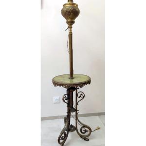 Smoker's Table Floor Lamp With Claws, Bronze And Onyx, 19th Century, Napoleon III Period  