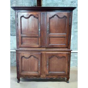 Two-piece Lorraine Sideboard In Solid Oak, 19th Century, Louis XV Style