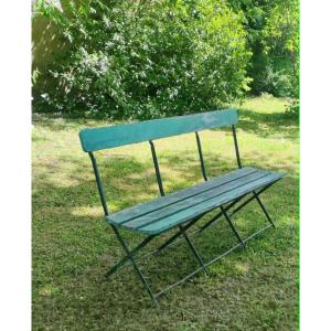 Wooden And Wrought Iron Garden Bench Late XIXth Century