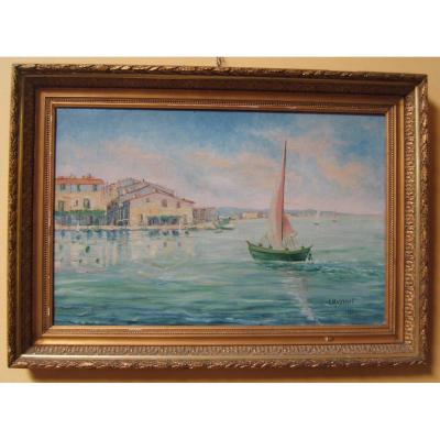 Painting Marine Oil On Canvas Sign L. Massonnet 1926 Art Deco