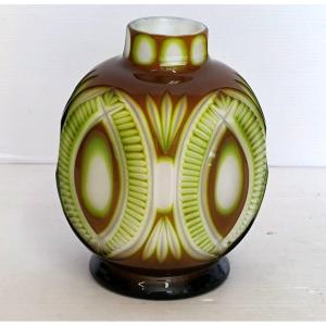 Crystal Opal Vase Triple Decor Size Art Deco Period