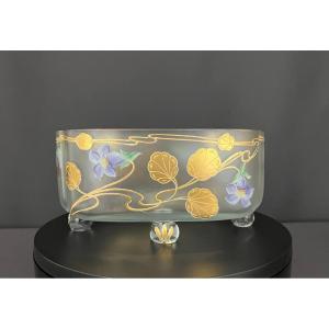 Art Nouveau Glass Planter With Floral Decoration