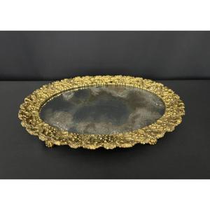 Oval Tray In Chased And Gilded Bronze – 19th Century