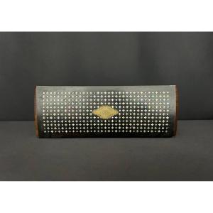 Antique Glove Box In Blackened Wood And Mother-of-pearl Marquetry, 19th Century