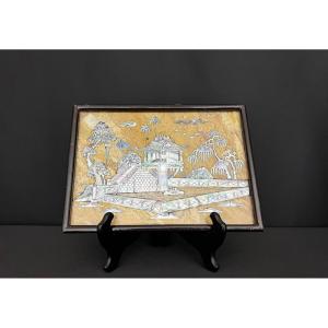 Marbled Stone Top Inlaid With Mother-of-pearl