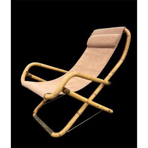 Pair Of Vintage Rattan Folding Armchairs, 20th Century Work
