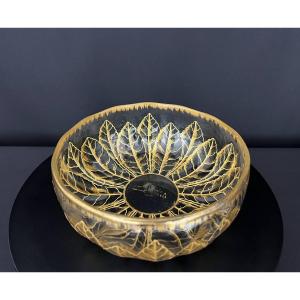 Art Nouveau Crystal Bowl With Gilded Plant Decoration In Relief