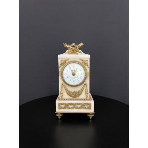 Louis XVI Style White Marble And Gilt Bronze Desk Clock