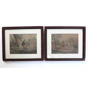 Color Engravings After Horace Vernet Hunting Scenes And Horses