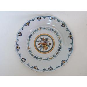 Earthenware Plate From Nevers 18th Century Decor With Musical Attributes 