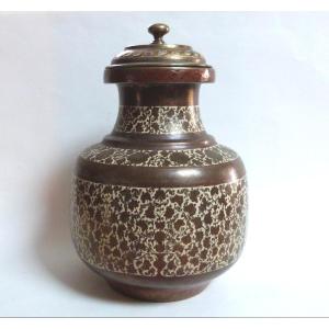 India XIX Eme Vase Covered Pot In Cloisonne Enamel