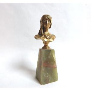 Ja Carlès Bust In Gilt Bronze Art Nouveau Decauville Foundry In Paris