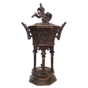 Koro Perfume Burner In Patinated Bronze Japan Meiji Period Late 19th Century 