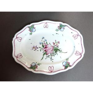 Joseph Hannong Starsbourg Earthenware Dish Flowers Decor Louis XVI Period 18th Century 