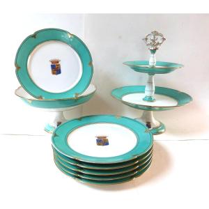 Paris Porcelain Dessert Service With Castelnau Family Coat Of Arms