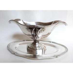 Christofle Large Sauce Boat On Foot, 19th Century