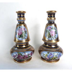Pair Of Valentine Porcelain Bottles, Napoleon III Period 