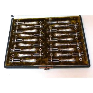 Rare Set Of 18 Silver Filled Chopstick Handles 