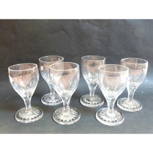 Set Of 6 Montcenis Crystal Port Glasses - Le Creusot Empire Period 