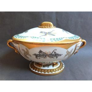 Empire Style Porcelain Covered Pot Grisaille Decor