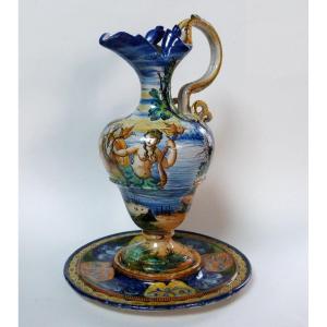 Cantagalli Majolica Ewer Italy 19th Century In Renaissance Style