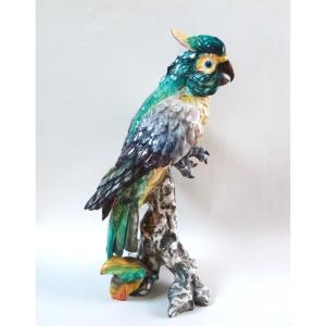 G. Cacciapuoti Large Ceramic Parrot Italy 20th Century