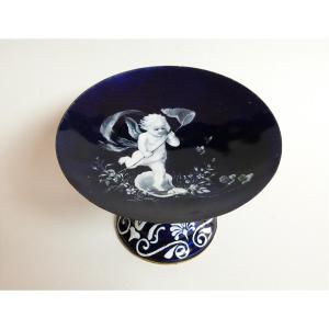 Limoges Enamel Cup Signed With Angel Decor, Late 19th Century