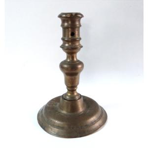 Small Bronze Candlestick From The Louis XIII Period, First Half Of The 17th Century