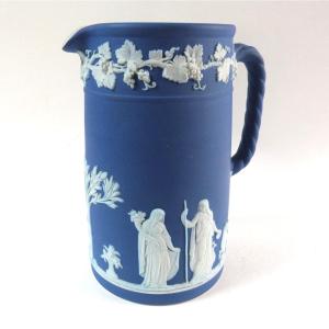 Wedgwood 19th Century Jasperware Cobalt Blue Stoneware Pitcher