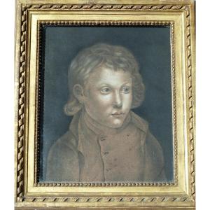 Late 18th Century Pastel Portrait Of A Young Boy In A Louis XVI Sculpted Frame