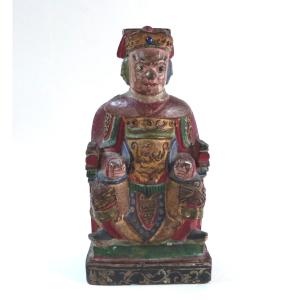 Carved Wooden Statuette Of A Dignitary, China, 19th Century 
