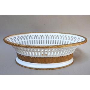 19th Century Empire Style Fine Earthenware And Chiseled Gilt Bronze Centerpiece Planter 